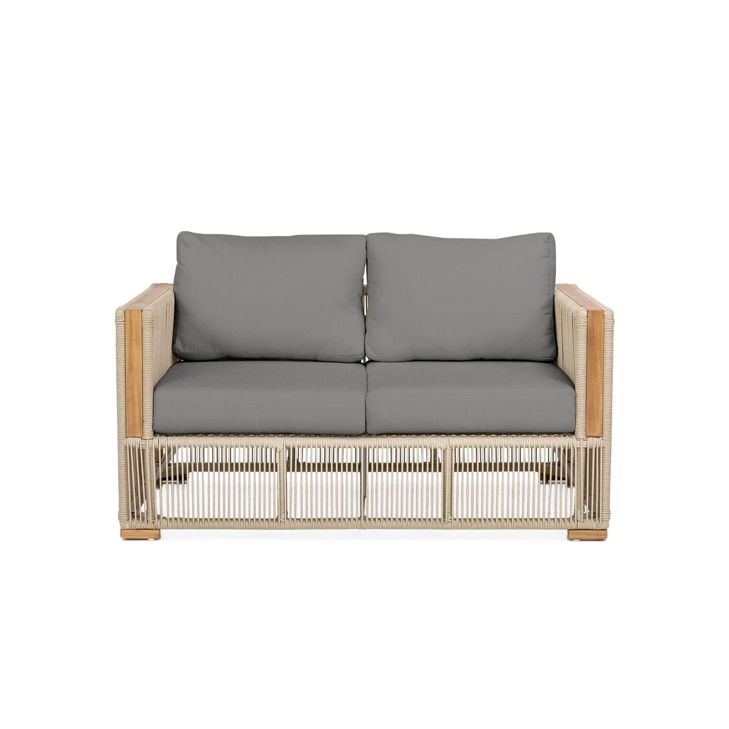 Pelican View 2 Person Woven Rope Loveseat in Charcoal by Lakeview Outdoor Designs - White Background thumbnail