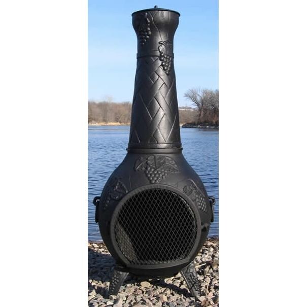 The Blue Rooster Grape Style Cast Aluminum Chiminea With Propane Gas