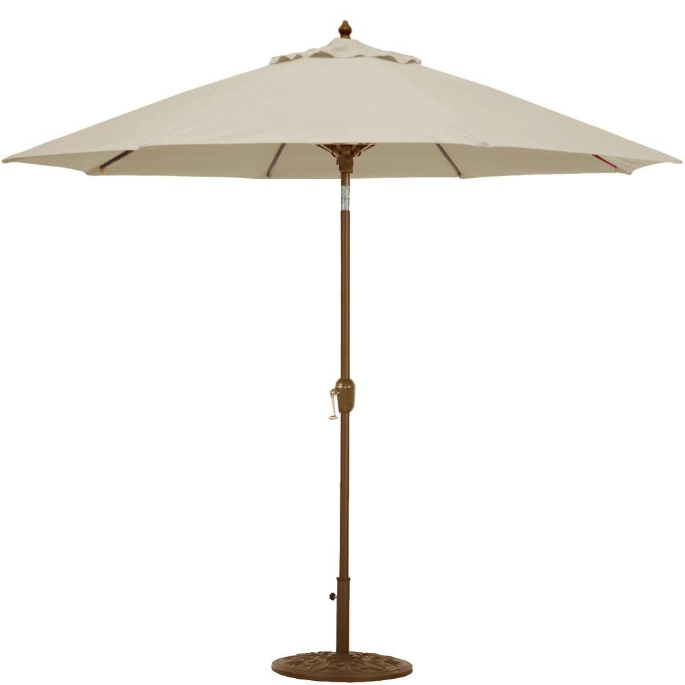 Galtech 9 Ft. Bar Height Octagonal Aluminum Patio Market Umbrella W/ Crank Lift And Auto Tilt - Mocha Frame W/ Sunbrella Canvas Antique Beige Canopy image