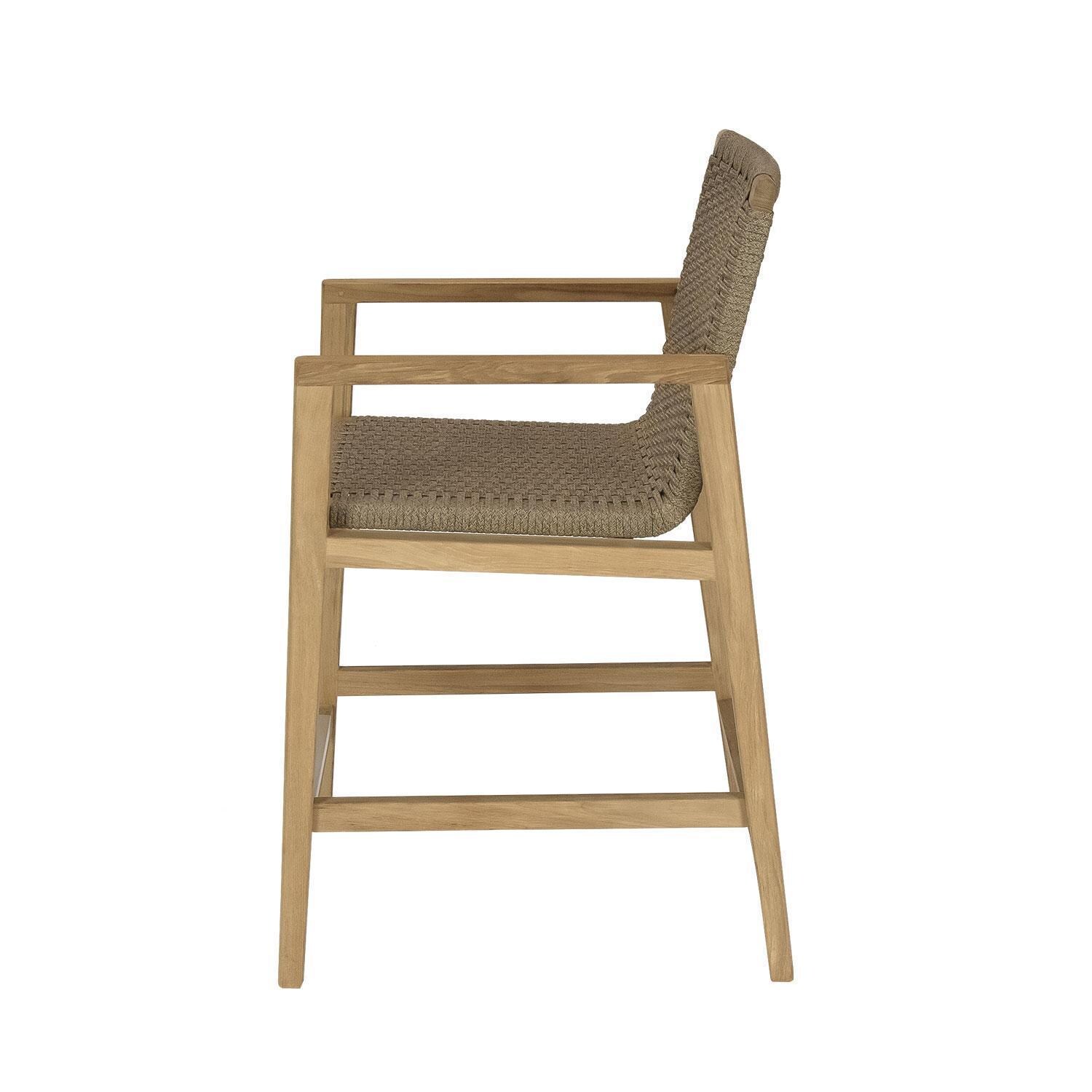 Admiral 7 Pc Rectangle Counter Height Dining Set in Brown Sand by Royal Teak Collection - Dining Chair - Side View - White Background thumbnail