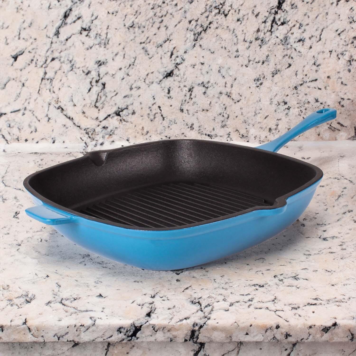 BergHOFF 11-in Neo Cast Iron Square Grill Pan - Blue - Lifestyle thumbnail