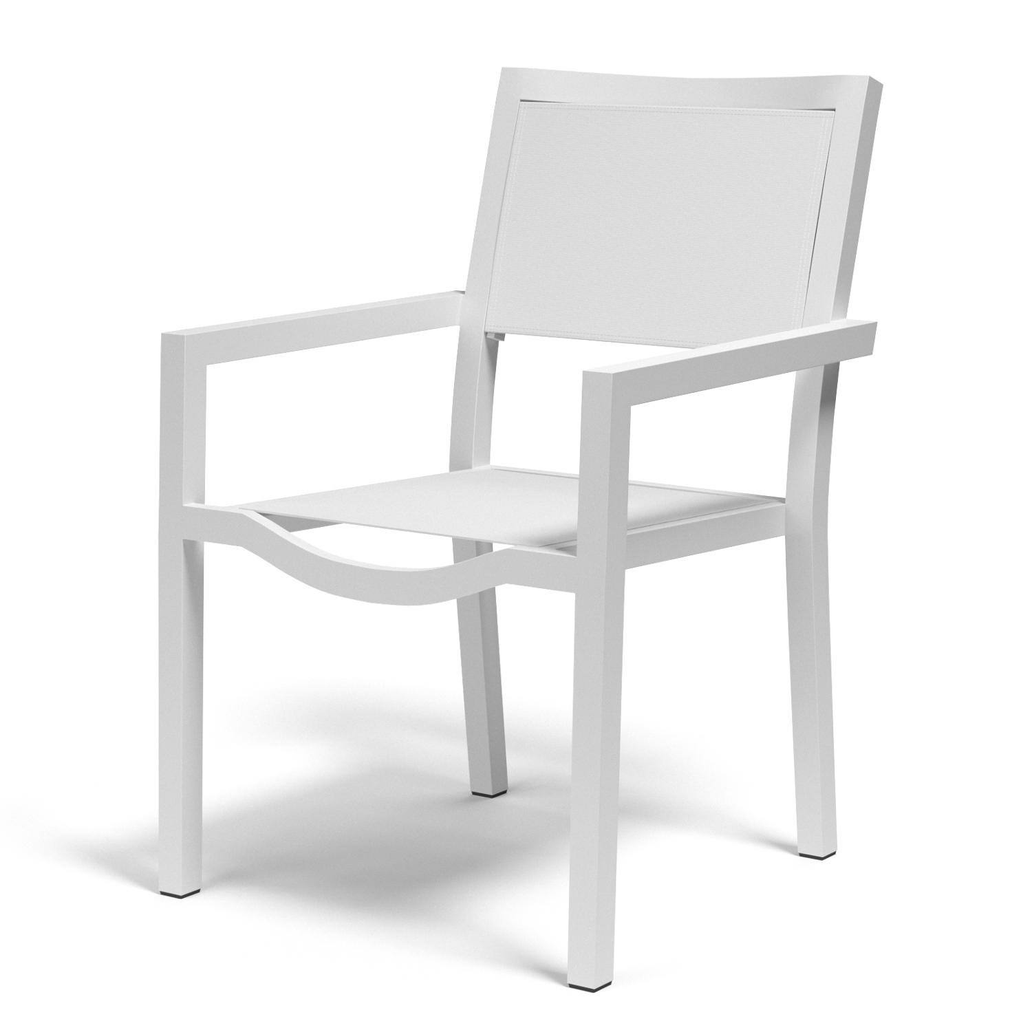 Sunset West - Naples 7 Piece Aluminum Patio Sling Dining Set W/ Dining Table & Phifertex Frost Slings - Naples Stackable Patio Sling Dining Chair thumbnail