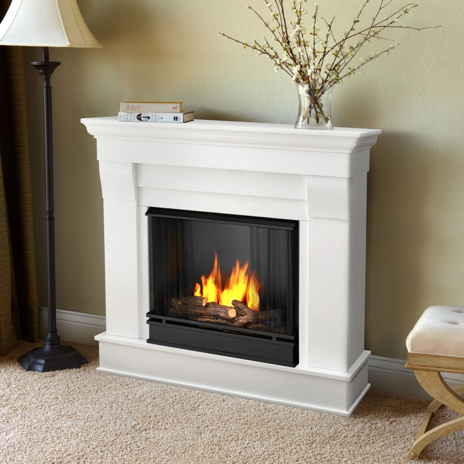 Real Flame Chateau 40 Inch Gel Fireplace With Mantel White 5910 W Bbqguys