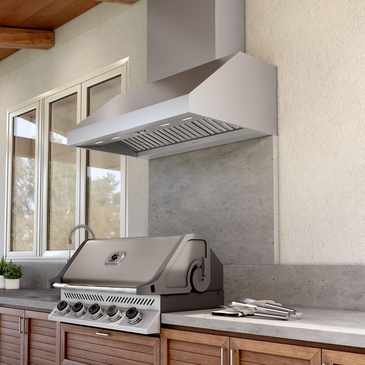 Zephyr AK7848CS 48-Inch Cypress Outdoor Wall Hood - Side View - Lifestyle thumbnail