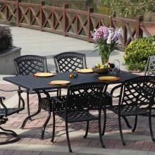 Darlee Sedona 7 Piece Cast Aluminum Patio Dining Set With Lattice Table - Antique Bronze