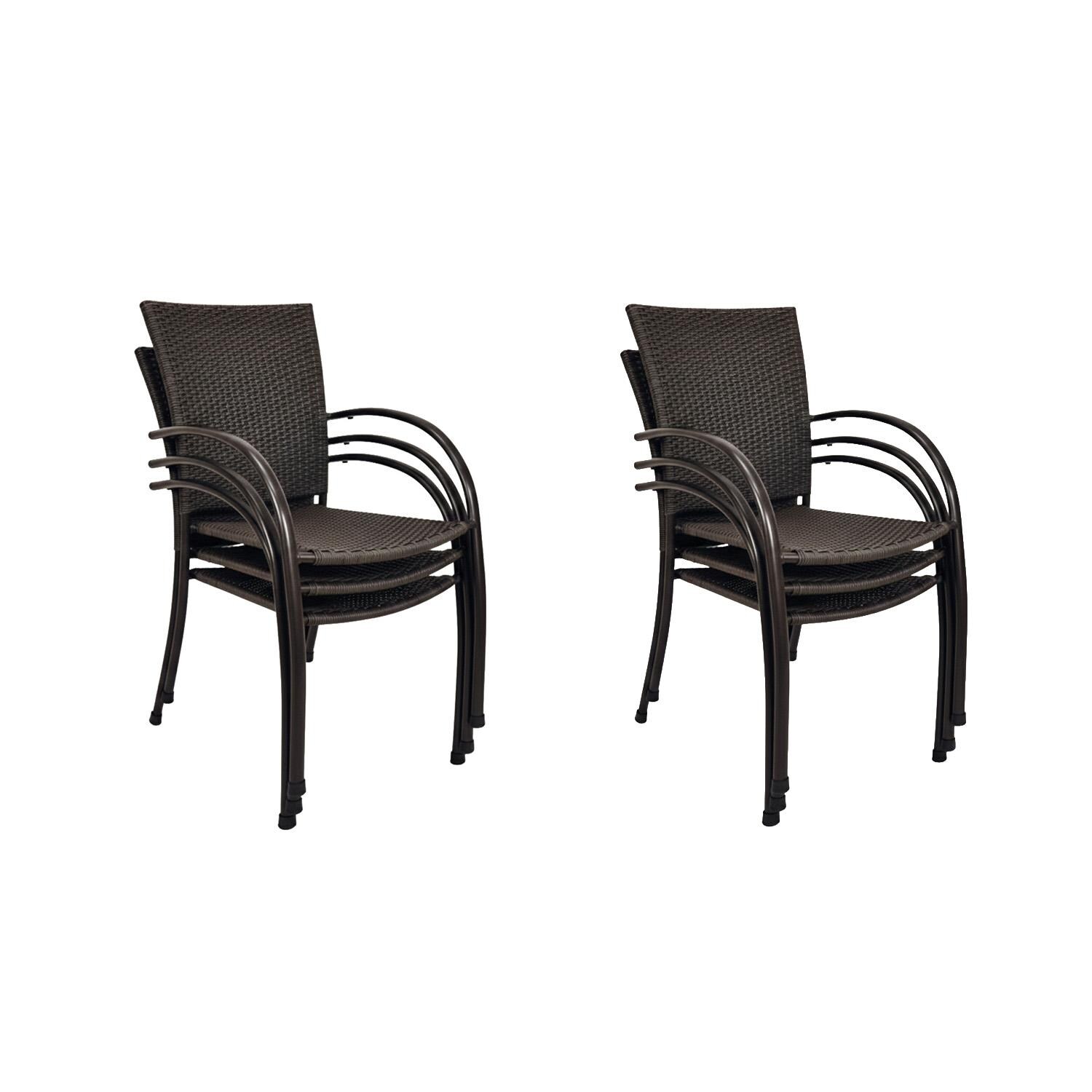 Pilano 6 Pc Aluminum Dining Chair in Black Weave - Set - White Background thumbnail