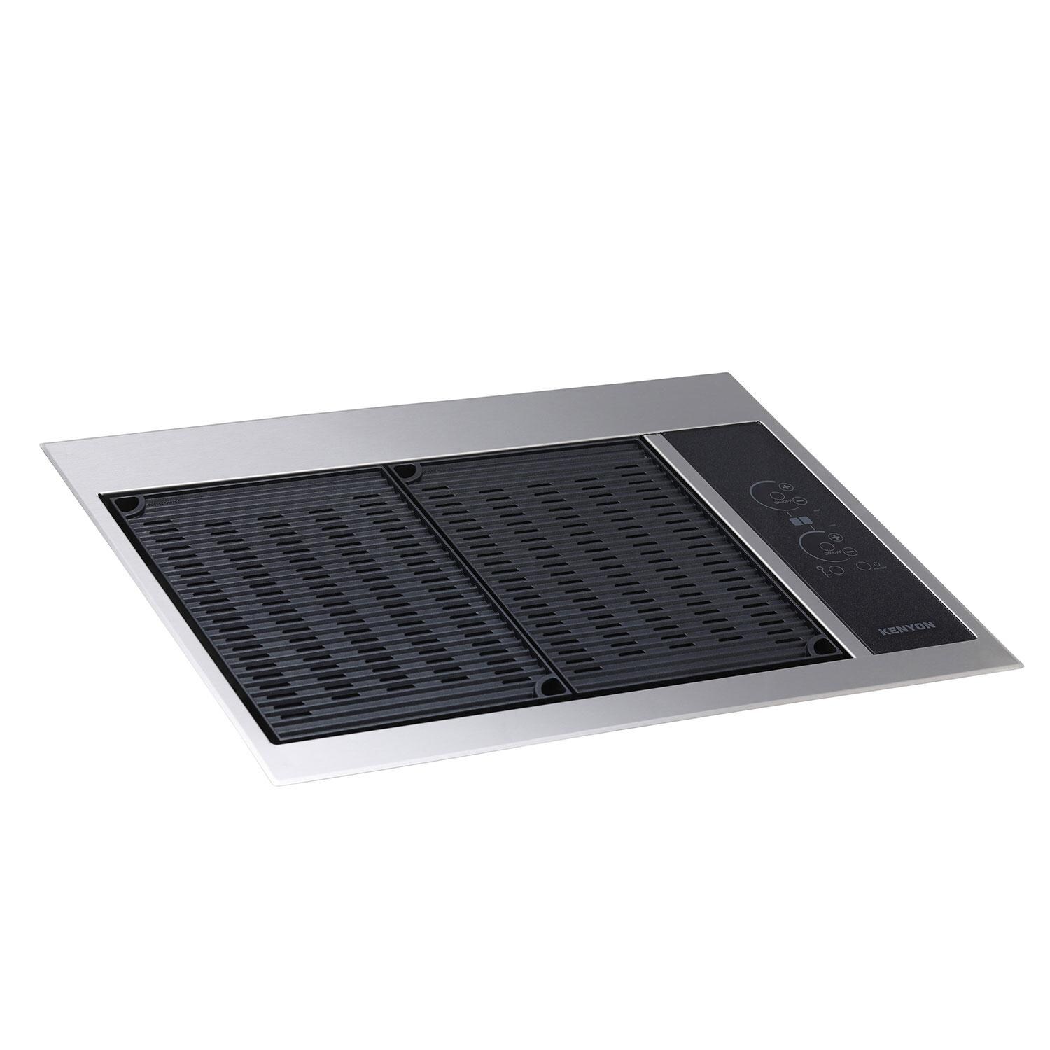 Kenyon Texan Two Zone Built-In 240V Electric Grill - Mounting Holes - No Lid - Angled Right thumbnail
