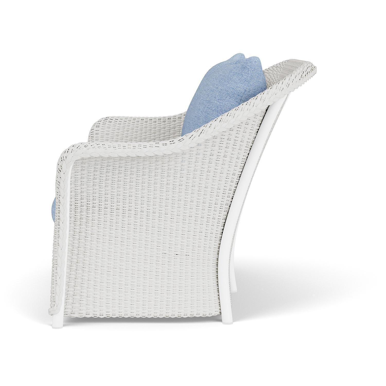 Lloyd Flanders Weekend Retreat Loveseat in Matte White Finish W/ Demo Skyway Fabric - Side thumbnail