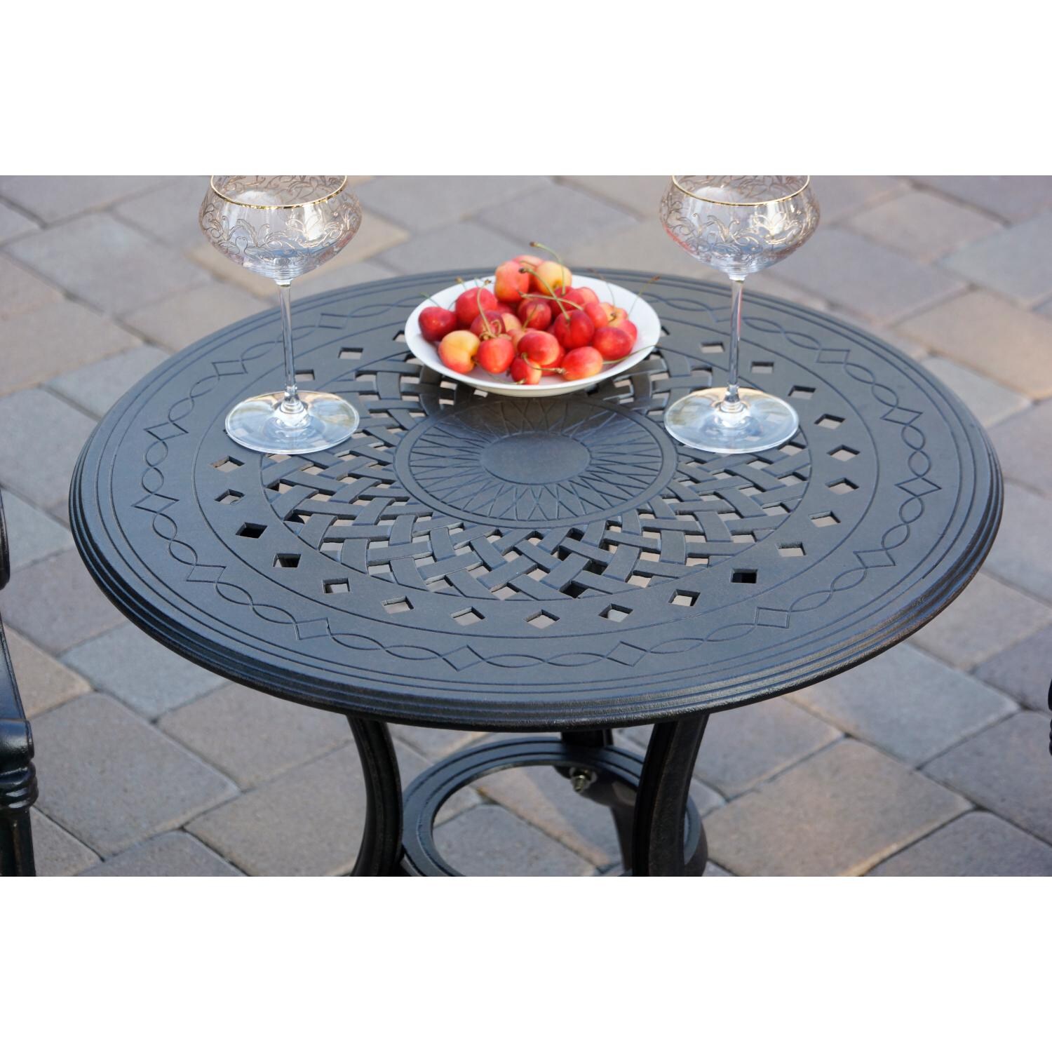 Darlee DL2052-3PC-3326R Santa Monica 3 Piece Cast Aluminum Chaise Lounge Set W/ 24 Inch Round End Table & Sesame Cushions - End Table thumbnail