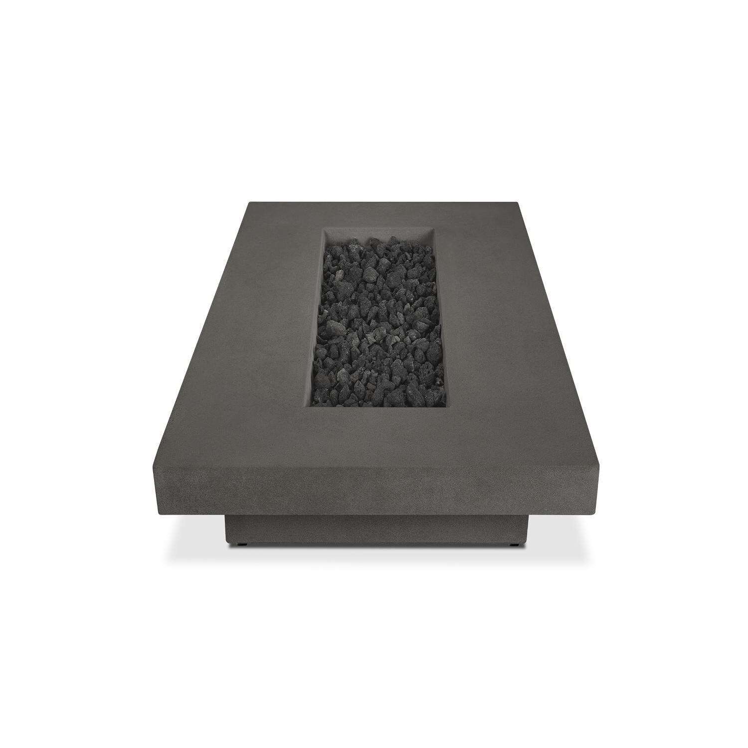 Hickory Bay 3704LP-CBN 72 Inch Rectangular Glass Fiber Reinforced Concrete Propane Fire Pit Table in Carbon by BBQGuys Signature - Front - White Background thumbnail