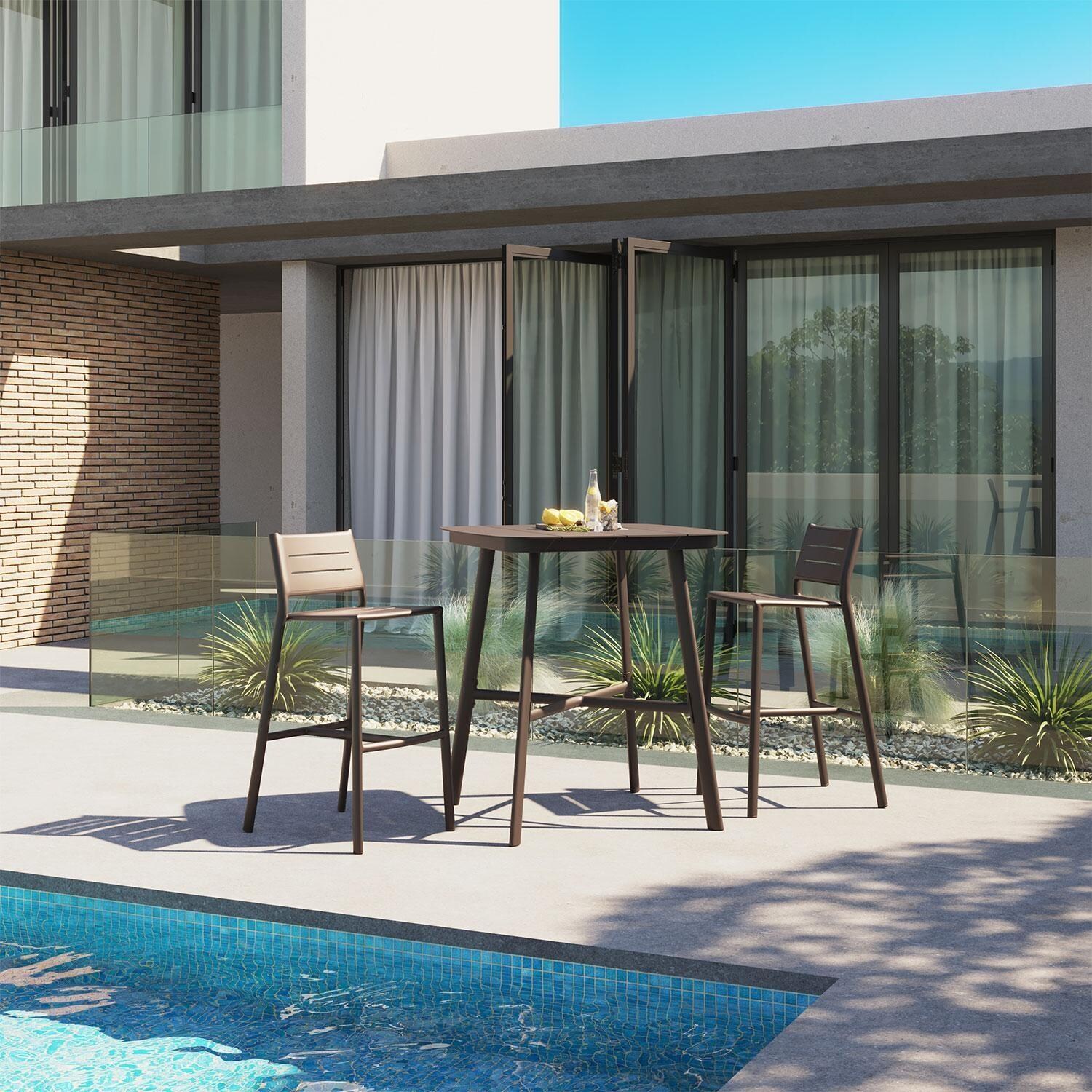 Eiland 3 Pc Aluminum Bar Set in Carbon By Oxford Garden