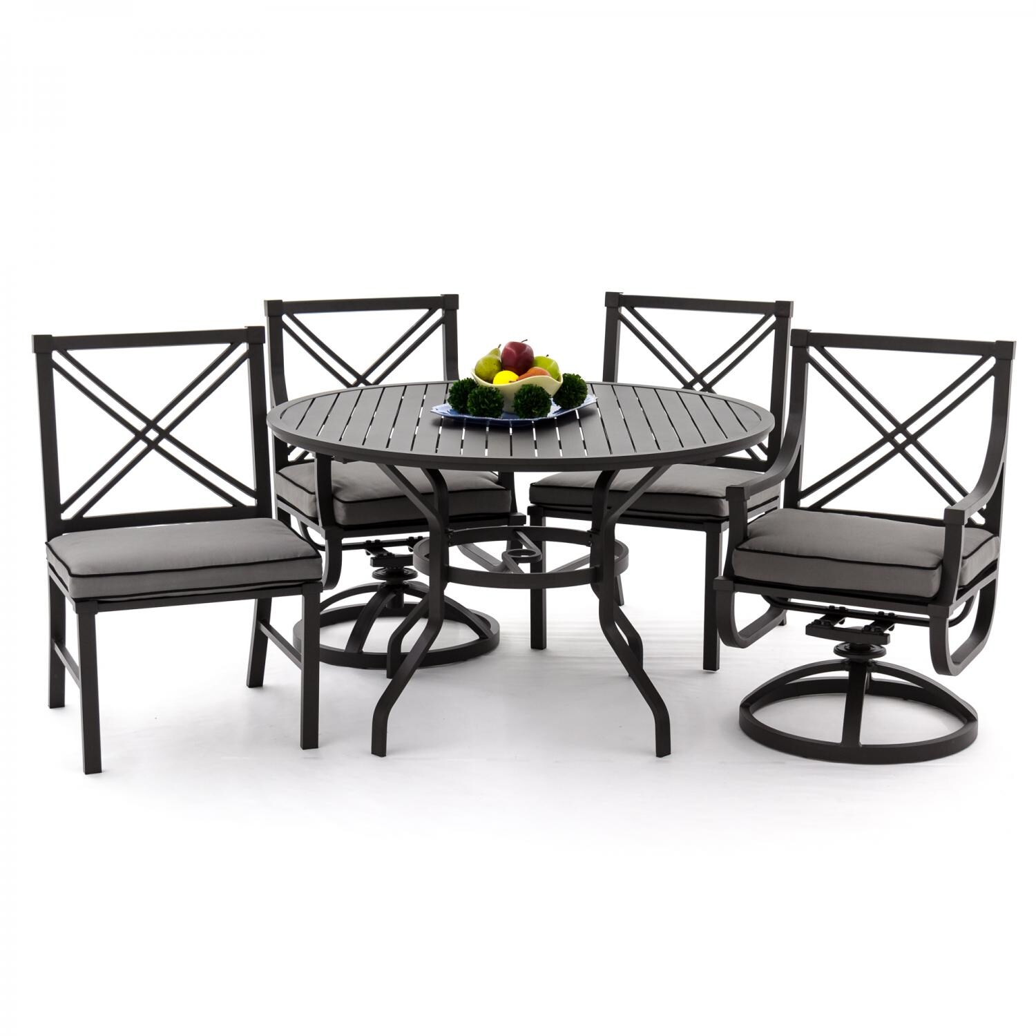 Audubon 5 Piece Aluminum Patio Dining Set With 2 Swivel Rockers Audubon 5 Piece Aluminum Patio Dining Set With 2 Swivel Rockers Side Chairs And
