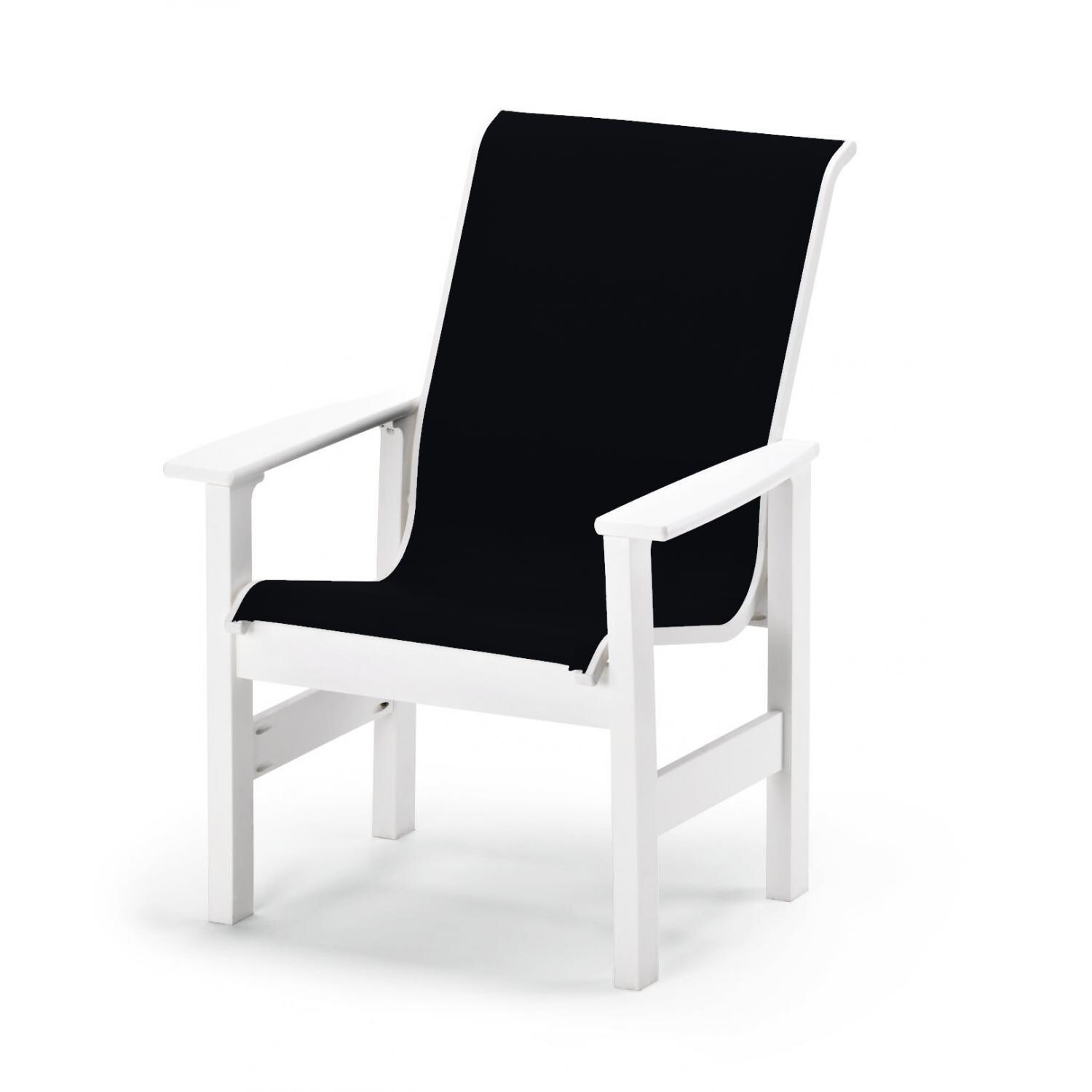 Leeward MGP Patio Dining Arm Chair With Sling Seating By Telescope Casual - Textured Snow/Black thumbnail