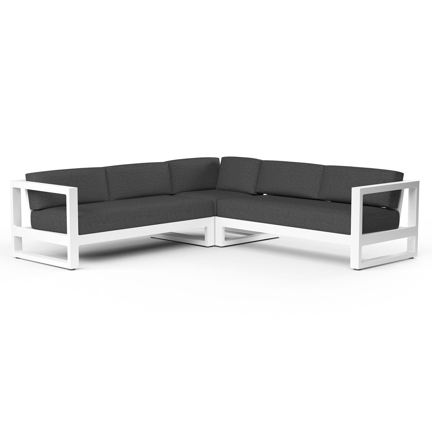 Newport Aluminum Patio Sectional in Spectrum Carbon w/ No Welt By Sunset West