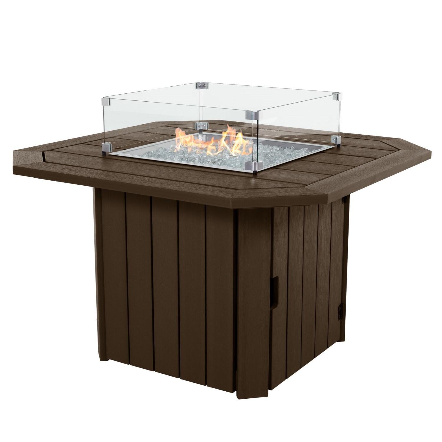 Harborview Octagonal Fire Pit Table in Weathered Acorn by Lakeview Outdoor Designs - White Background thumbnail
