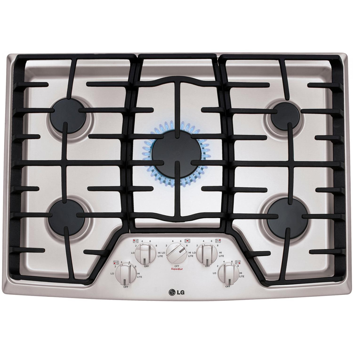 LG LCG3611ST 36Inch Iron Grate Gas Cooktop Stainless Steel BBQGuys