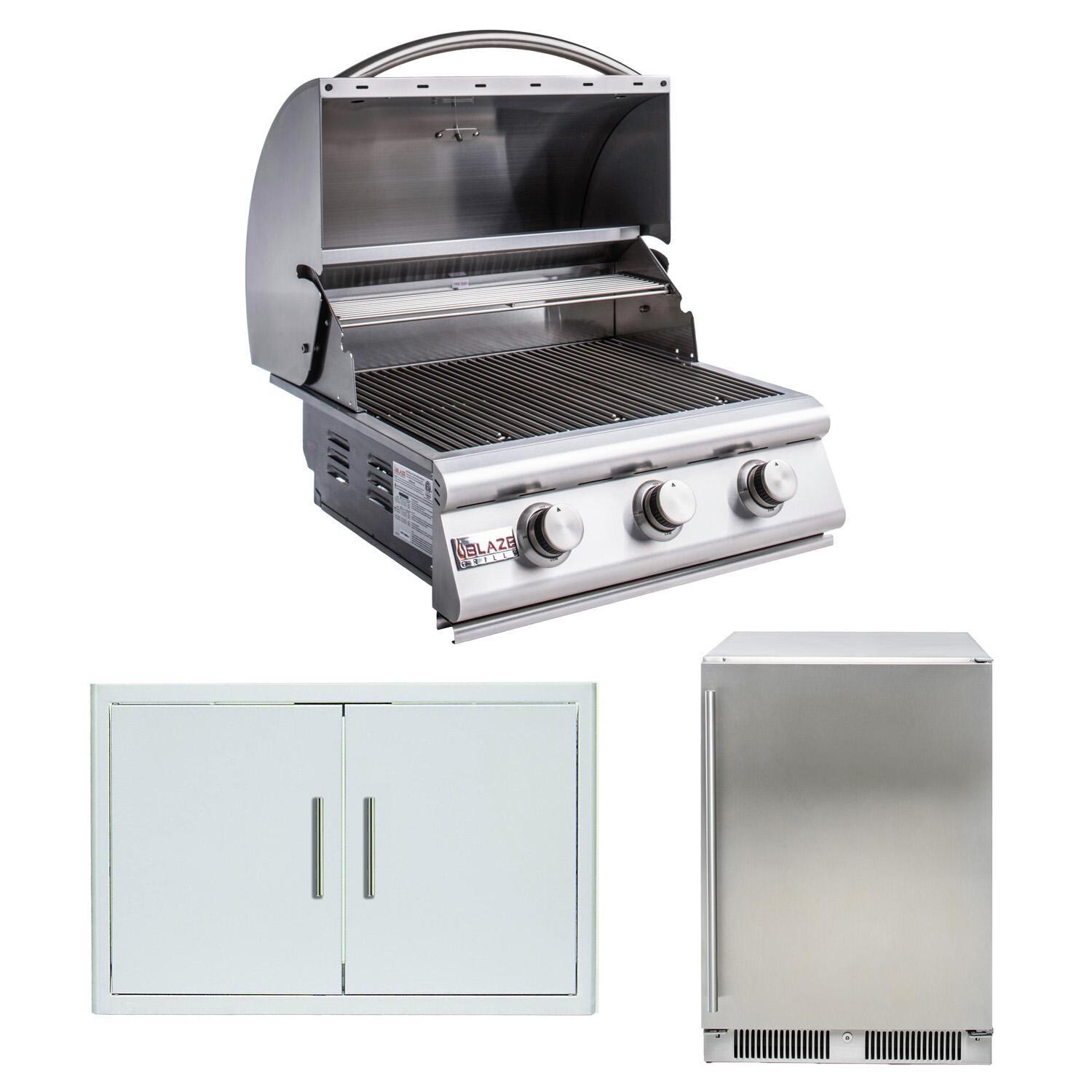 Blaze LBM 3 Pc 25-in Propane Outdoor Kitchen Package w/ Refrigerator