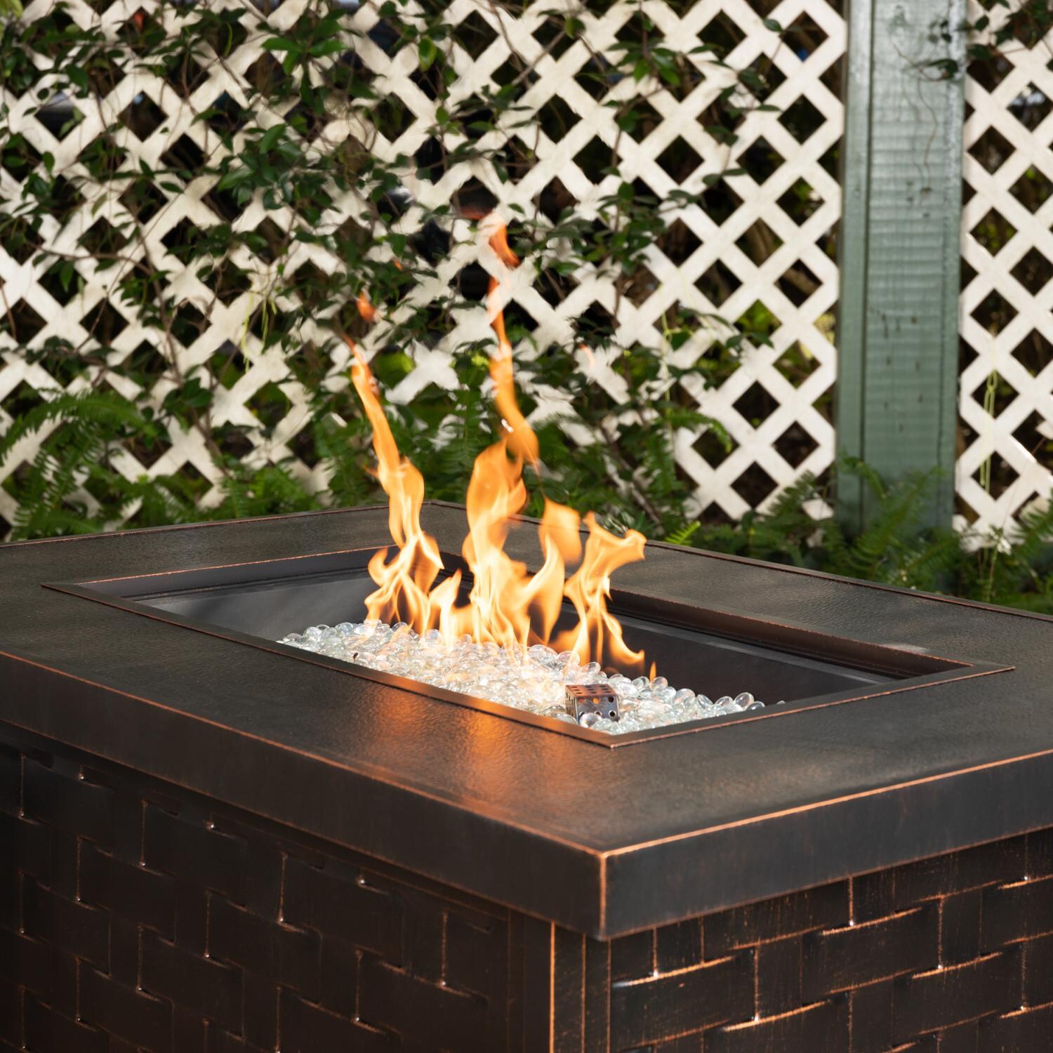 Ultimate Patio SC62745 Magnolia Way 48-Inch Rectangular Aluminum Propane Fire Pit Table - Up Close thumbnail