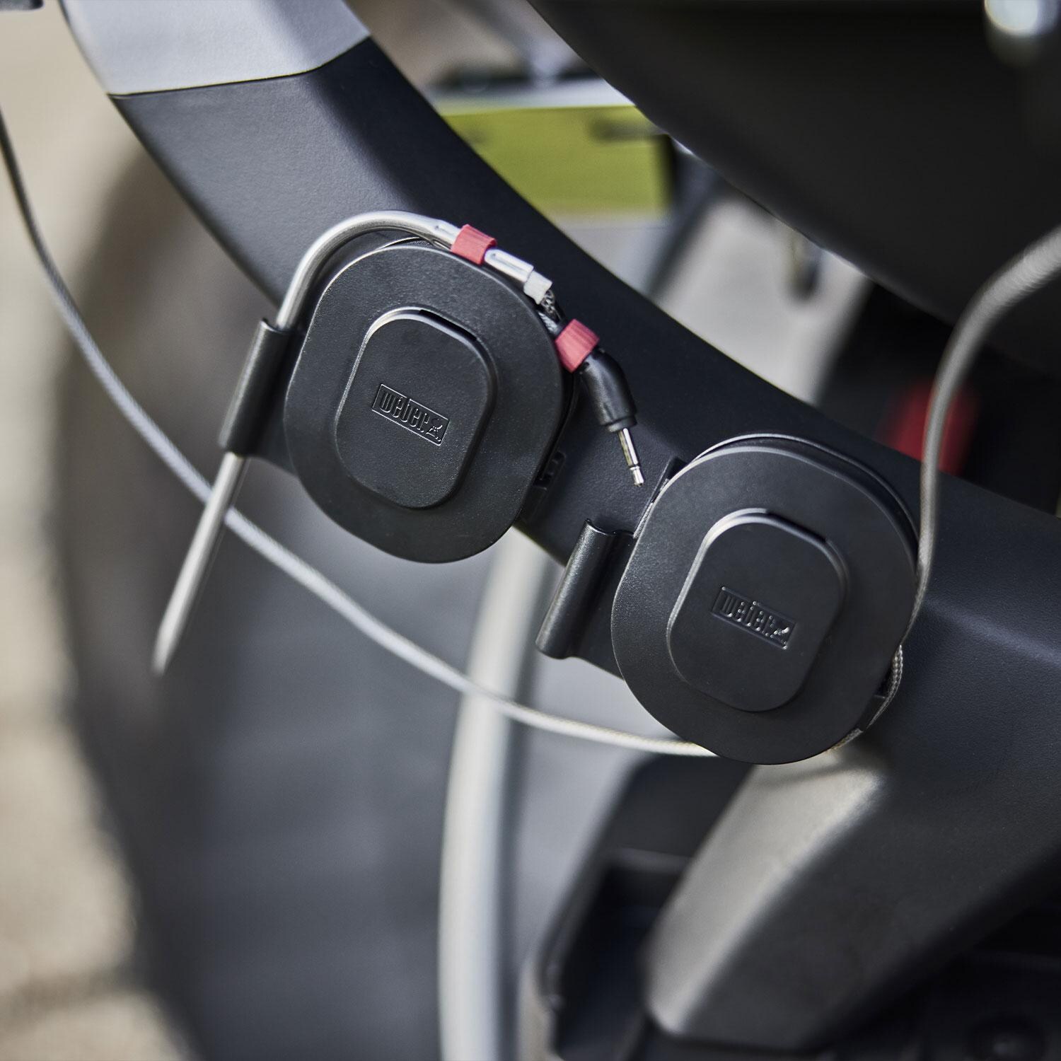 Weber 1500375 Q2800N+ Portable Propane Gas Grill in Midnight Black - Dual Temperature Probes Shown in Charcoal Gray - Detail thumbnail