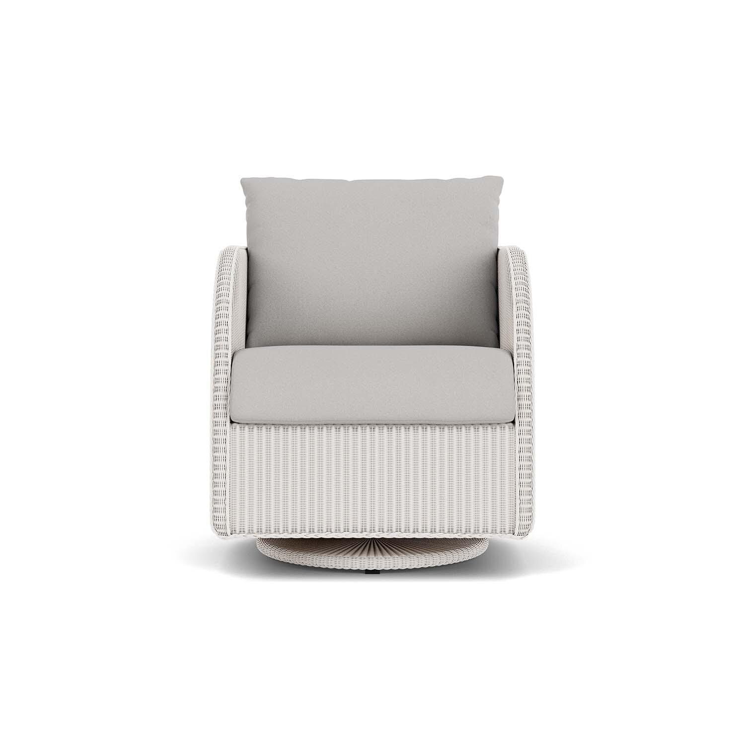 Essence Wicker Club Chair w/ Swivel Gliders in White/Tundra Dove By Lloyd Flanders
