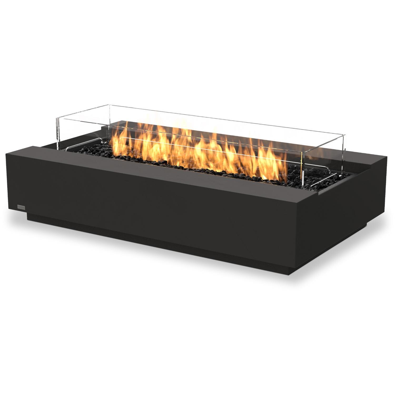 EcoSmart Fire ESF.O.CMO.50.GH.B Cosmo 50 Inch Black Burner Rectangle Concrete Ethanol Pit Table in Graphite - On the Patio - Lifestyle thumbnail