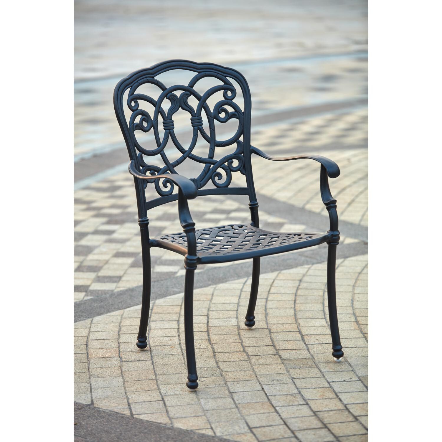 Darlee 201020-9PC-60XLD Florence 9 Piece Cast Aluminum Patio Dining Set W/ 92 X 42 Inch Rectangular Dining Table & Sesame Cushions  - Dining Arm Chair Frame thumbnail