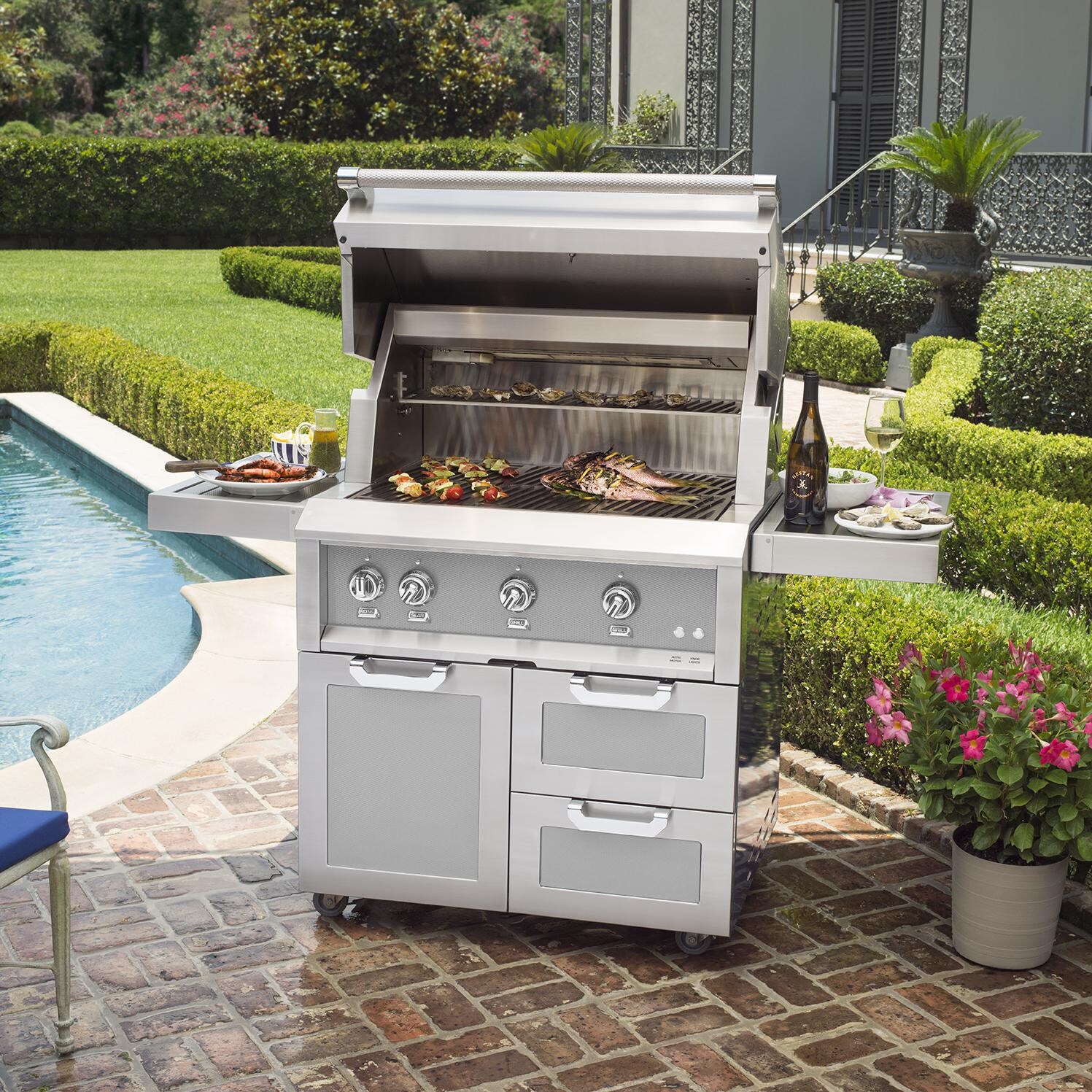Hestan 36-Inch Propane Gas Grill W/ Rotisserie On Double Drawer
