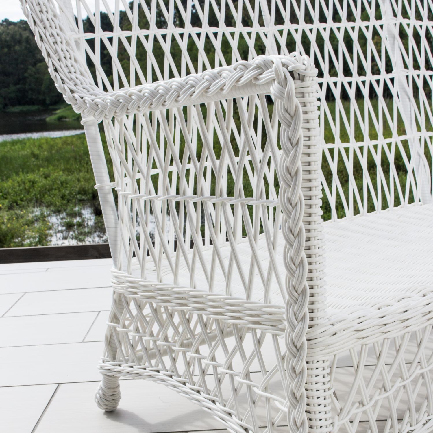 Everglades White Resin Wicker Patio Sofa By Lakeview Outdoor Designs