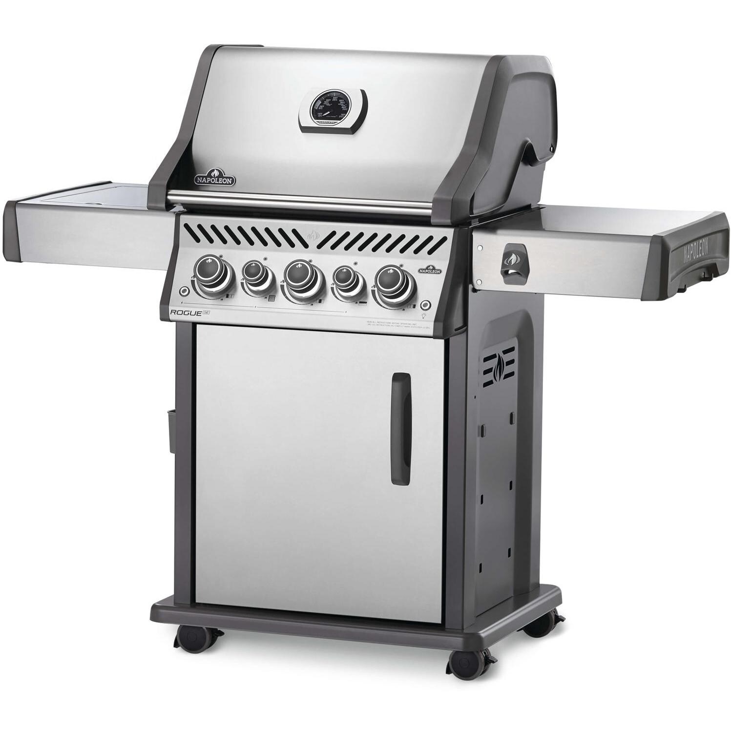 Napoleon RSE425RSIBPSS-1 Rogue SE 425 Propane Gas Grill with Infrared Rear Burner and Infrared Side Burner - Stainless Steel - Right Side Angled View thumbnail