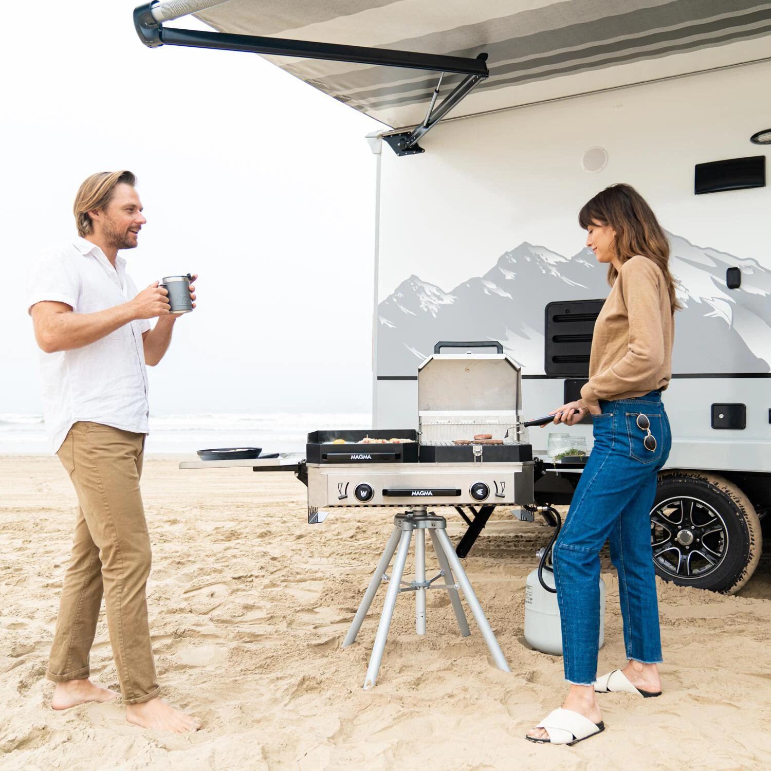 Magma CO10-102 Crossover Double Burner Firebox Outdoor Cooker - With CO10-103 Grill Topper, CO10-104 Griddle Topper, & T10-438 Quad Pod Stand (Toppers & Stand Not Included) thumbnail