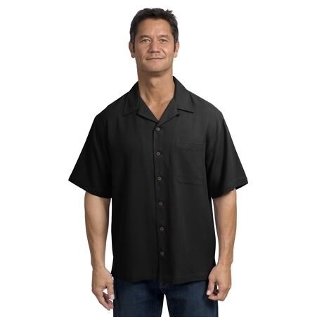 Port Authority Signature Silk Blend Camp Shirt 3XL Black BBQGuys