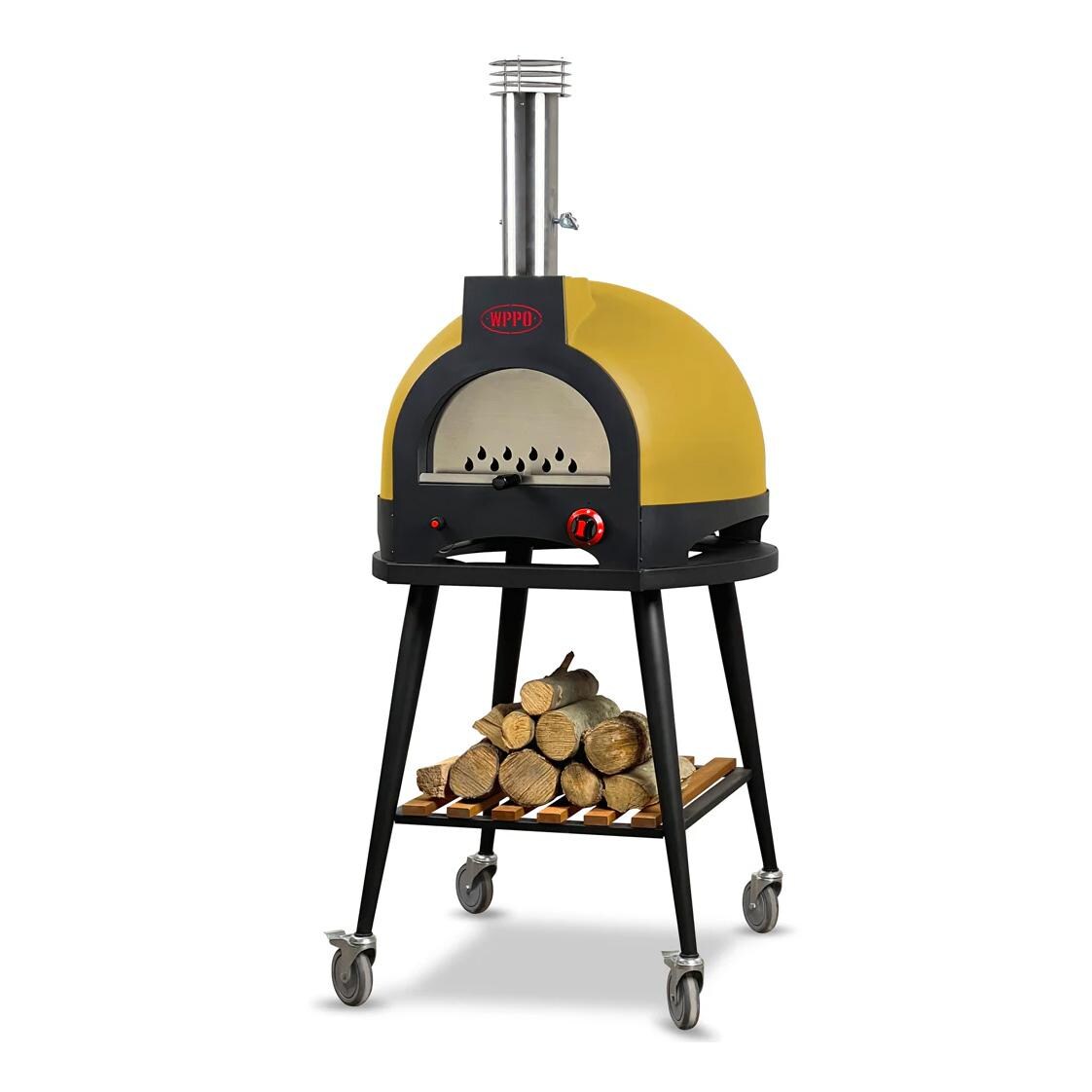 WPPO Infinity 50 Hybrid Refractory Cooking Oven w/ Wheeled Trolley - Faro Yellow - WKI50-FY