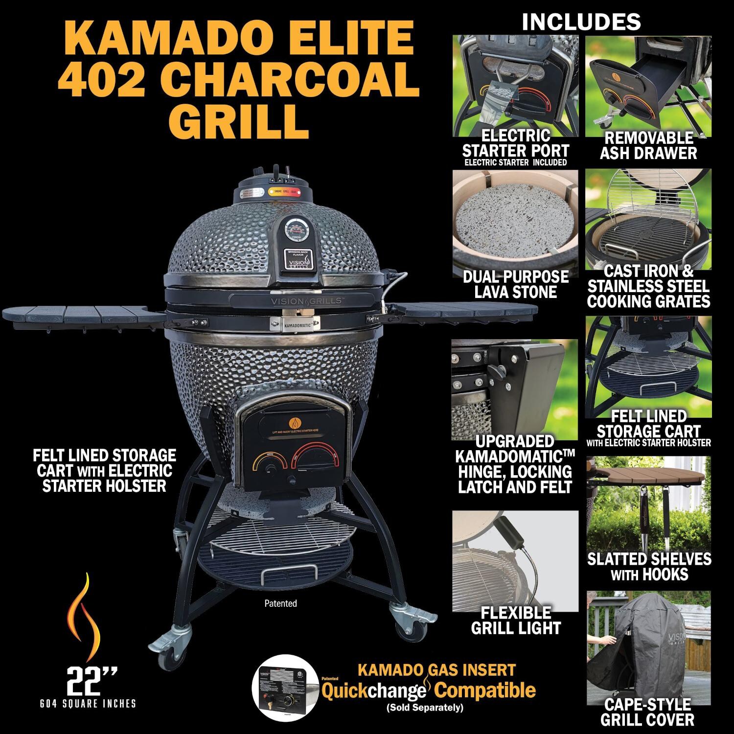 Vision XR-402BO Elite Series Kamado Grill - Details thumbnail