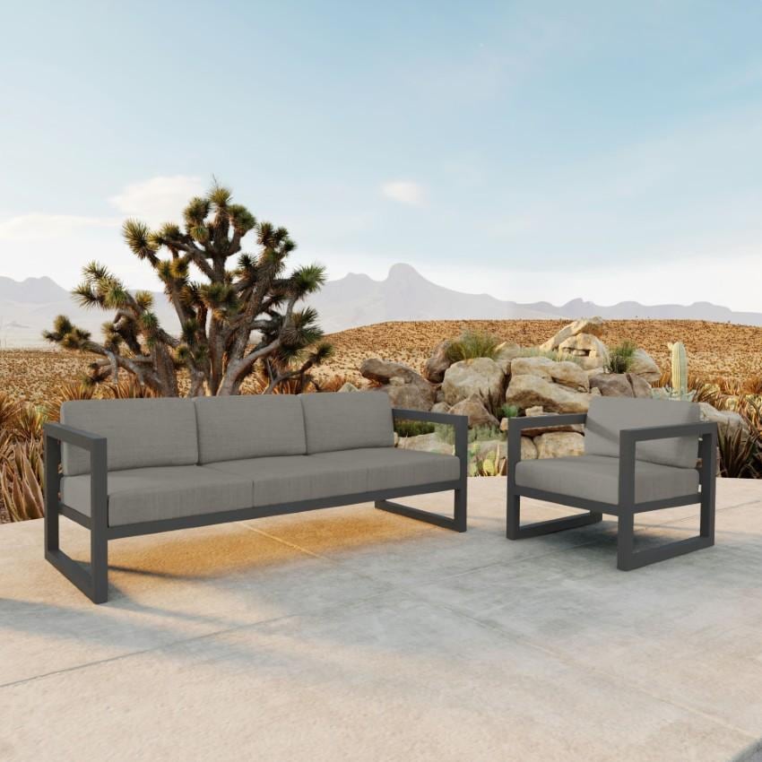 Misty Cove 2 Piece Seating Set In Slate w/Canvas Charcoal Cushions by Lakeview - On the Patio - Lifestyle thumbnail