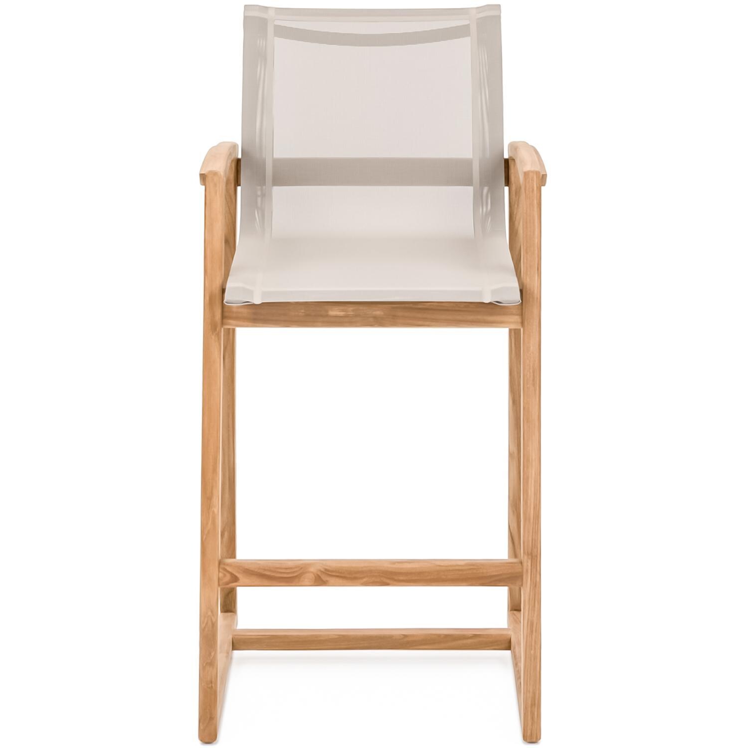 Teak + Table Capri Sling Bar Chair in Grey - Front - White Background thumbnail