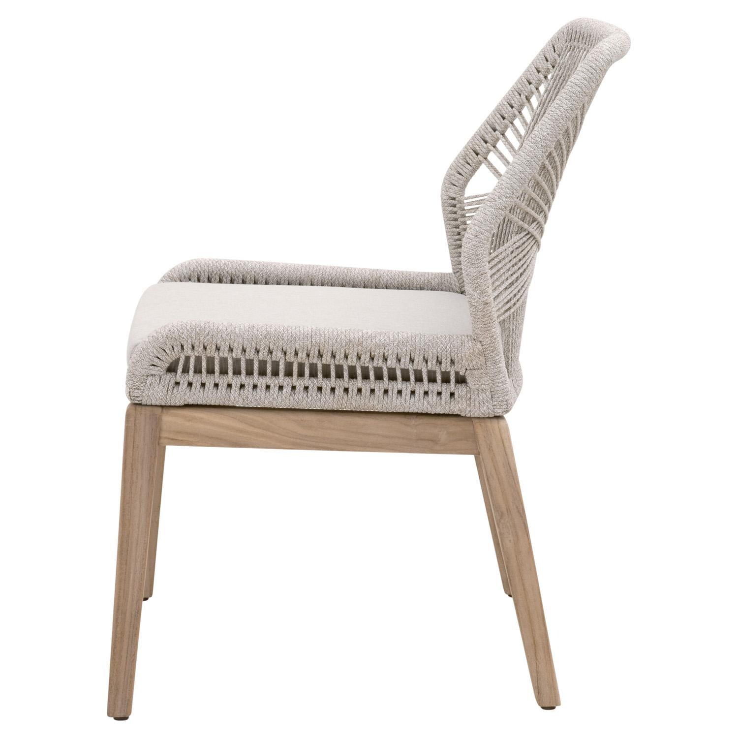Lakeview Peninsula Way 2 Pc Woven Rope Dining Side Chair in Taupe & White -Side View thumbnail
