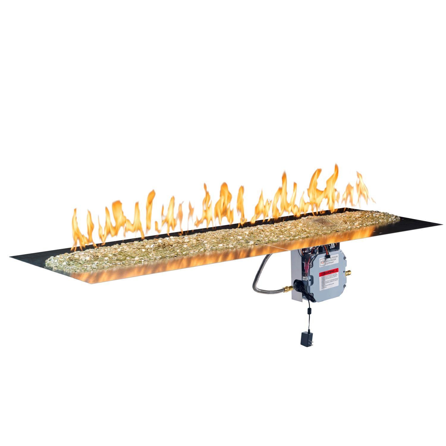 The Outdoor GreatRoom Company BP2496DSILP-B Crystal Fire Plus 96-in Linear Electronic Ignition Propane Gas Fire Pit Burner Plate - On - White Background thumbnail
