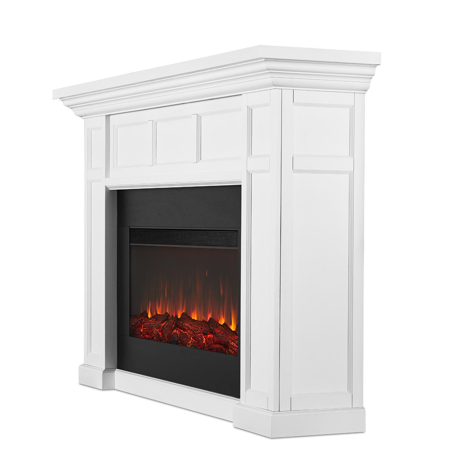 Real Flame 4130E-W Alcott 74-Inch Electric Fireplace With Mantel - White - Side View thumbnail
