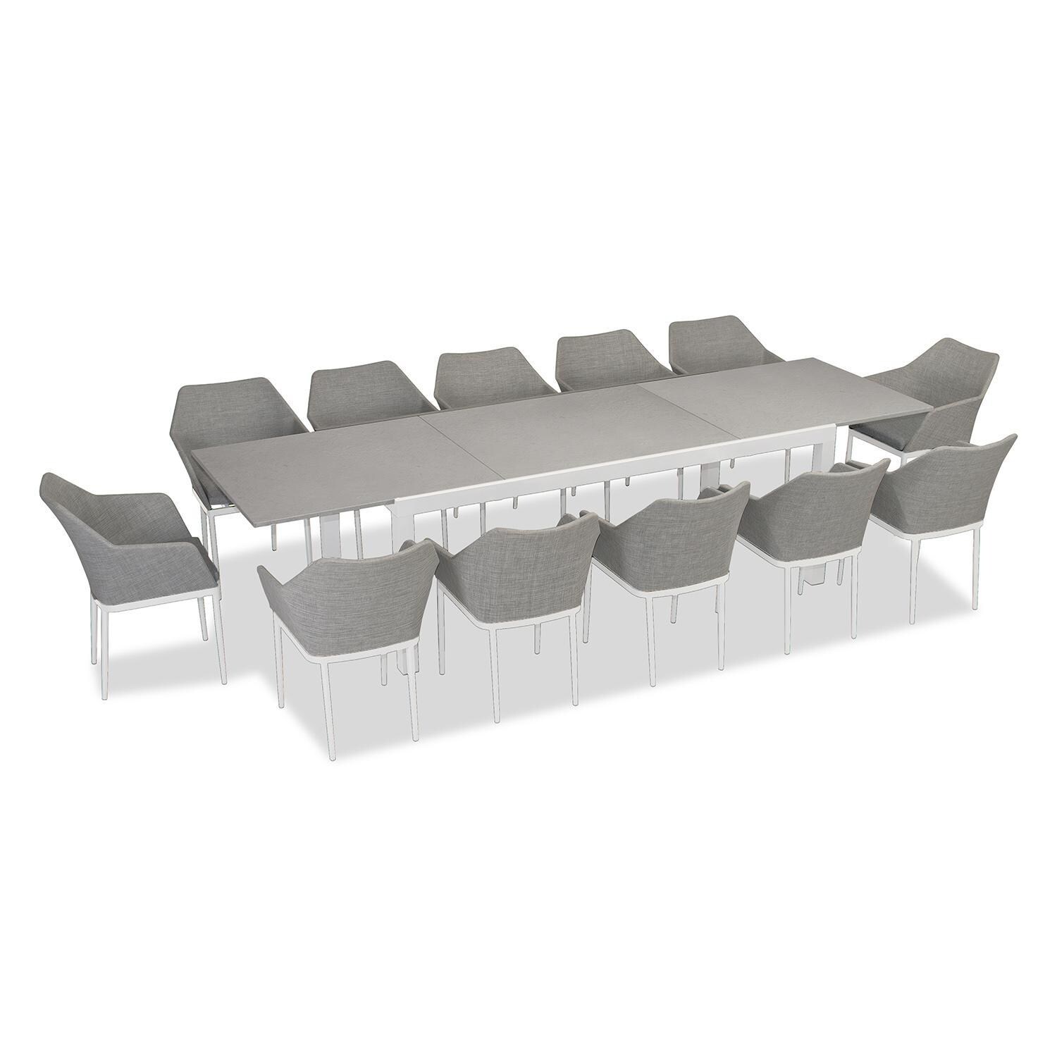 Starlook Bay 13 Pc Aluminum Dining Set - Extendable in White/Concrete by Lakeview Outdoor Designs