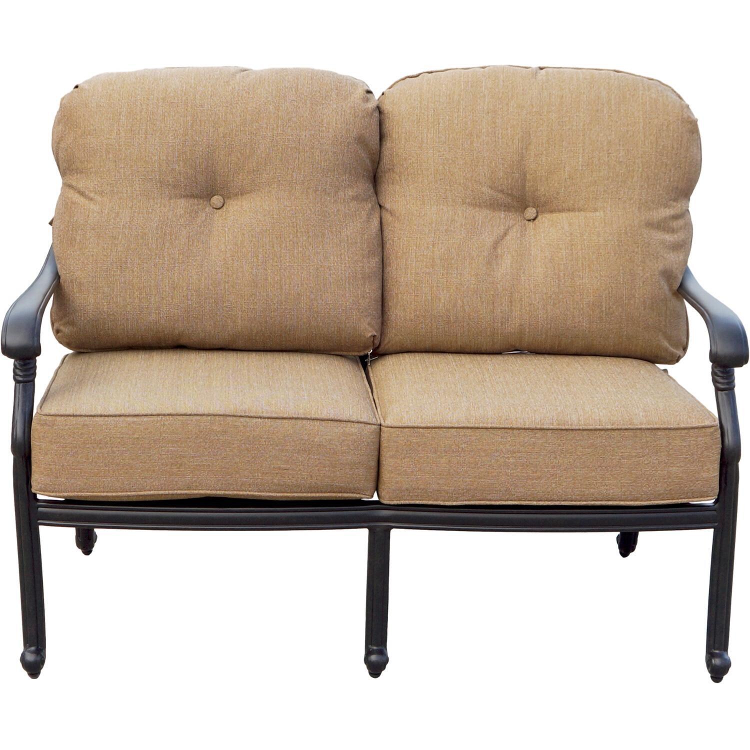 Darlee Santa Monica 6-Piece Patio Deep Seating Conversation Set with Cushions and 24 Inch Round End Table and 31 X 46 Inch Oval Coffee Table - Loveseat - White Background thumbnail