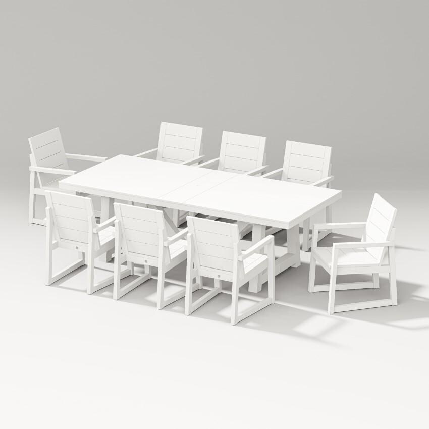 Elevate 9 Pc A-Frame Table Dining Set in Vintage White by PW Designer Series - White Background thumbnail