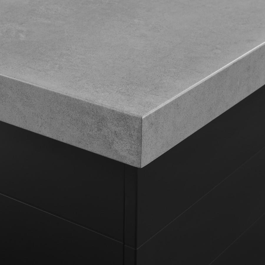 Plank and Hide 24 Inch x 48 Inch Rectangle Functional Fire Pit in Black Iron - Concrete 90007-BLA-1-CON-1 - Corner  thumbnail