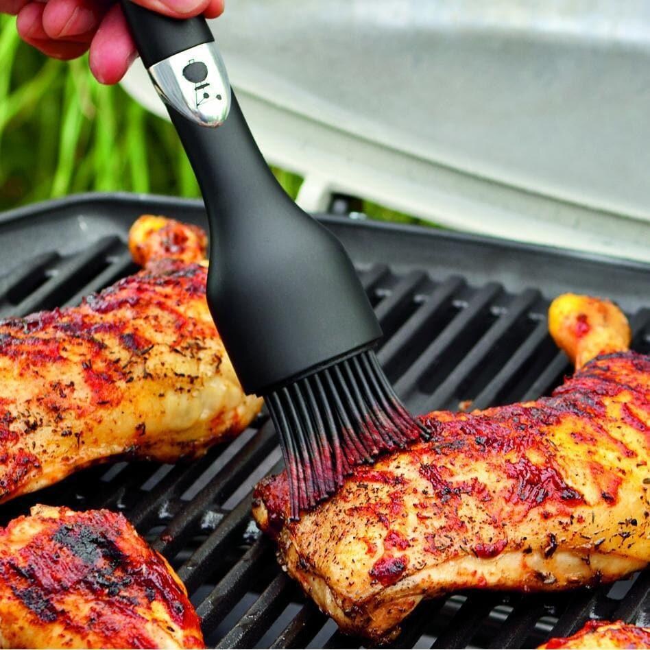 Weber 6661 Premium Silicone Basting Brush With Plastic Handle - In Use thumbnail