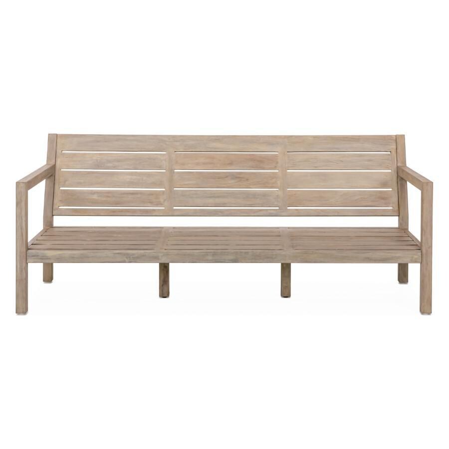 Teak + Table Monday Brushed Teak Patio Sofa in Granite - Frame Front - White Background thumbnail