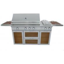 Caliber CrossFlame Pro 60-Inch Natural Gas Grill With Sear Burner And Double Side Burner - Wood Panels image