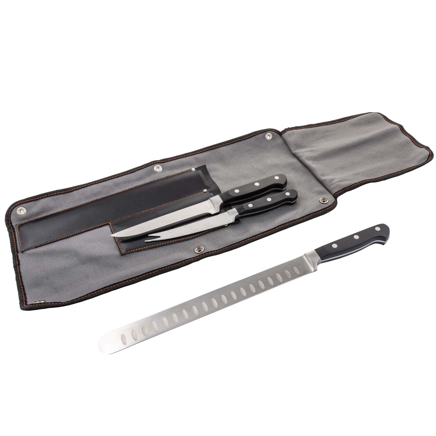 Oklahoma Joe's 5789579R04 Blacksmith 3 Pc Knife Set - Brisket Knife Out - White Background thumbnail