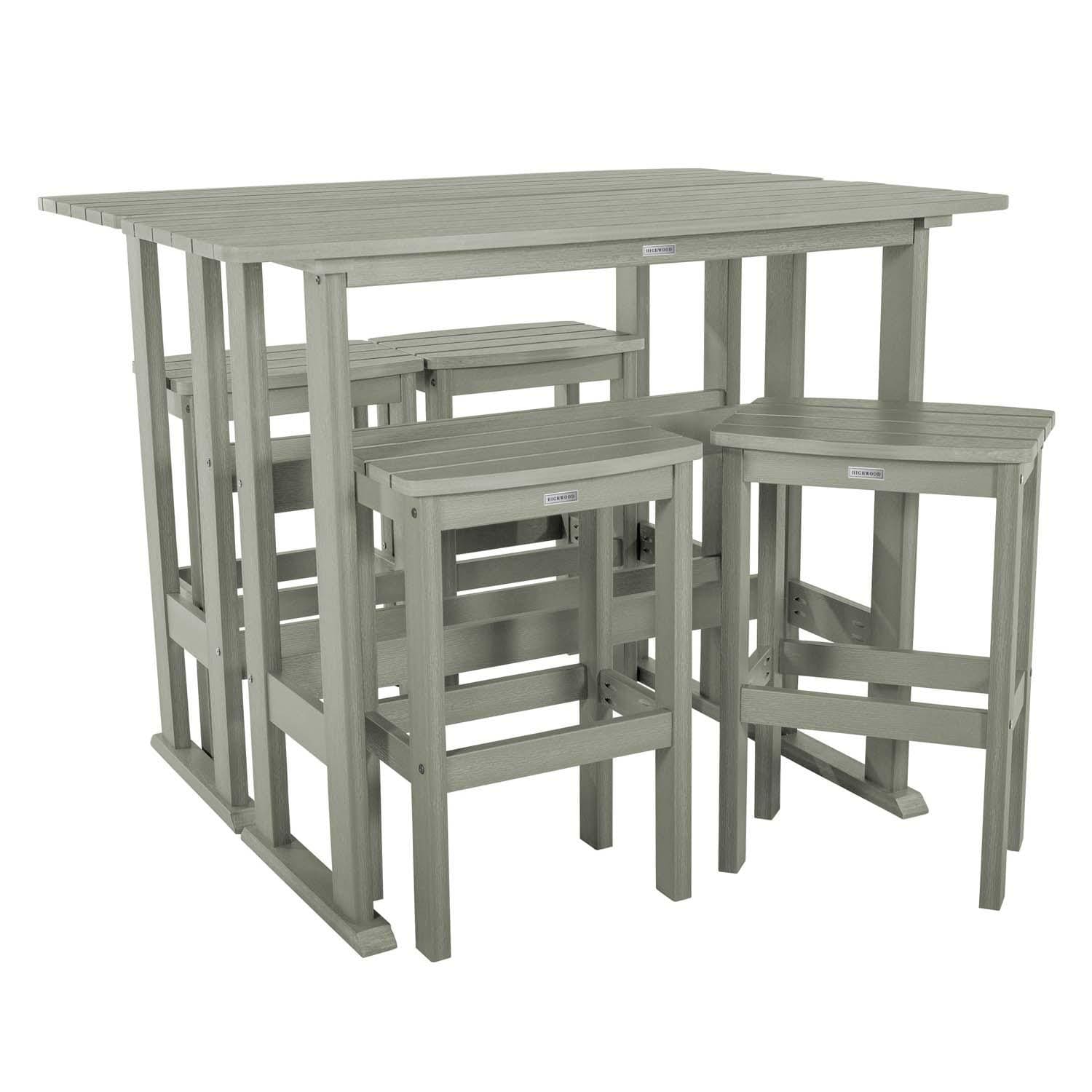 Hart Lane 6 Pc Recycled Plastic Bar Height Dining Set in Eucalyptus By Lakeview Outdoor Designs - Alternate Configuration - White Background thumbnail