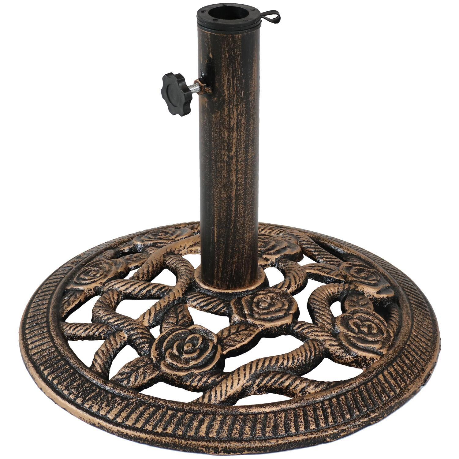 Ultimate Patio 17 Lb Rose Blossom Cast Iron Umbrella Base - Bronze thumbnail