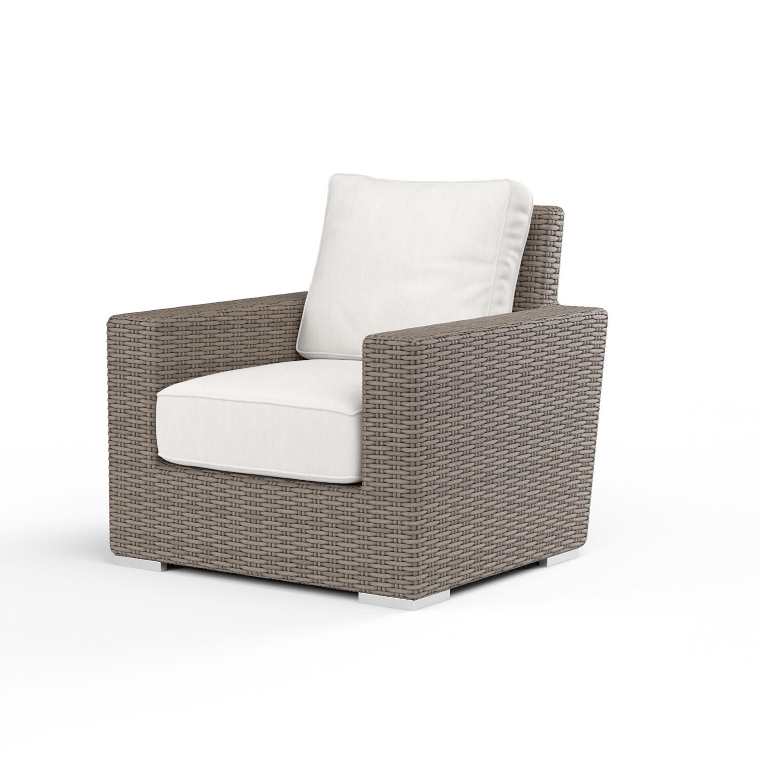 Coronado Wicker Patio Club Chair W/ Sunbrella Canvas Flax Cushions By Sunset West thumbnail