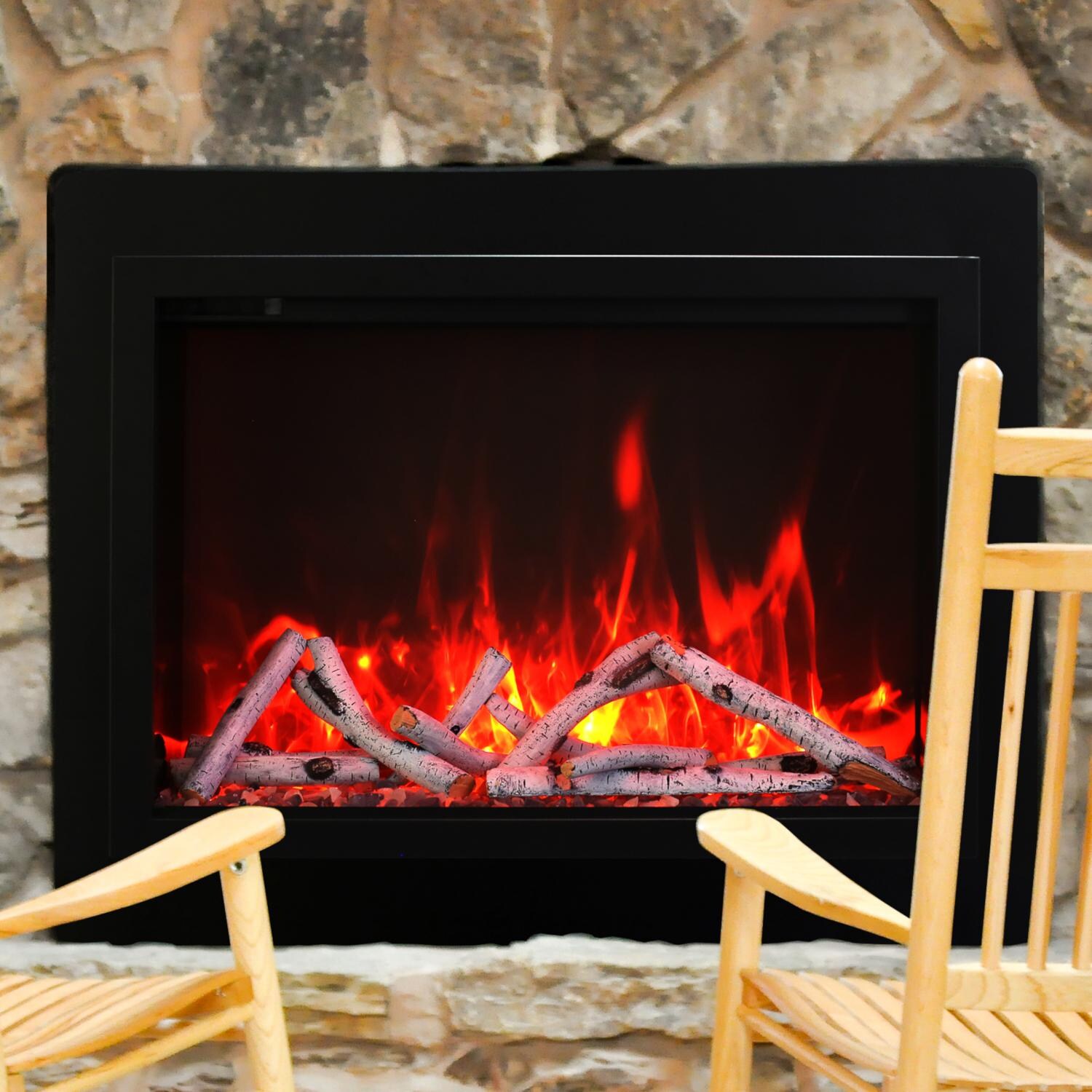 Amantii Traditional Series 30-Inch Built-In Electric Fireplace W/ 4 Sided Trim Kit - TRD-30